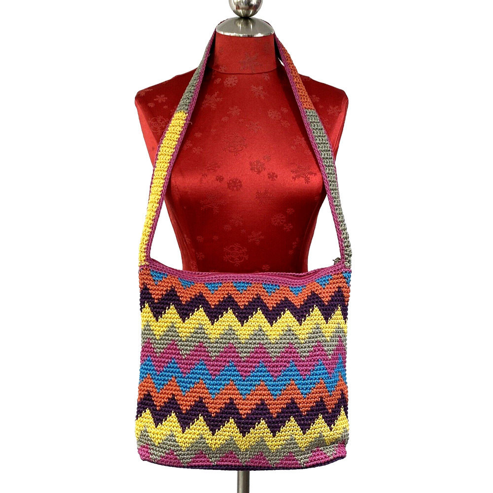 Vintage The Sak Shoulderbag Purse Crossbody Crochet Multicolor Single Strap